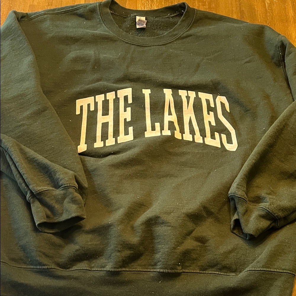 Taylor Swift Black Crewneck Sweatshirt with White 'THE LAKES' Text